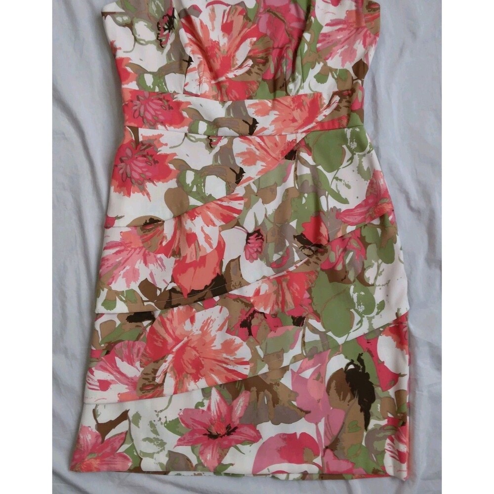 Connected Apparel Shift Dress Floral Tiered Career Workwear Women's Size 10 - Picture 3 of 10